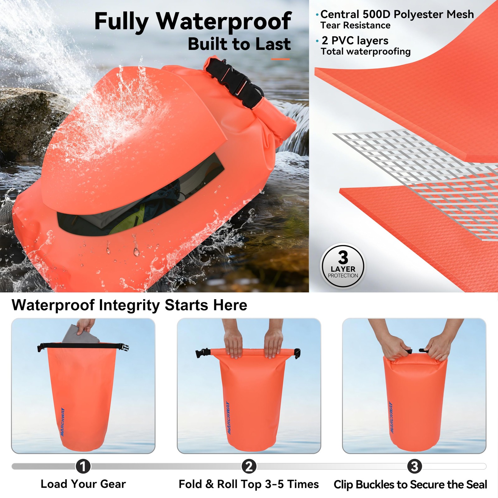 Waterproof Dry Bag 5L-40L Floating Roll Top Sack for Outdoor Gear