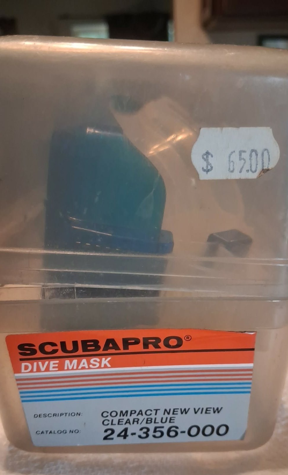 Vintage 1989 SCUBAPRO Compact New View Dive Mask 24-356-000 Clear Blue w/ Case