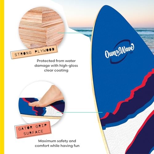 BPS ‘Claw Strike’ 35″ / 40″ Skimboard for Beginners with Colored 40 Inch Blue
