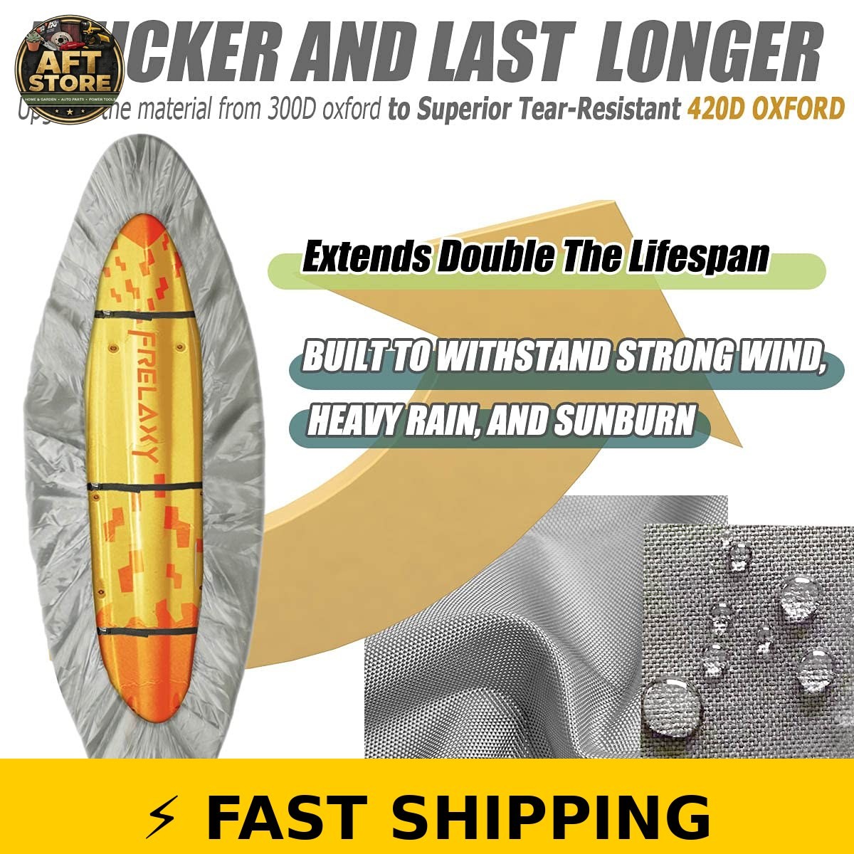 Frelaxy 420D Kayak Cover – Waterproof, Heavy Duty for 9.8-13.5ft