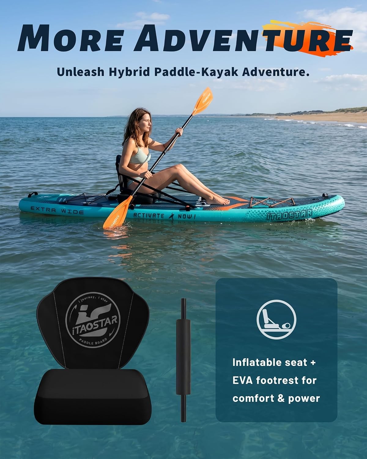 Inflatable SUP Board iTAOSTAR 12×35 Inch 5 Fins Youth