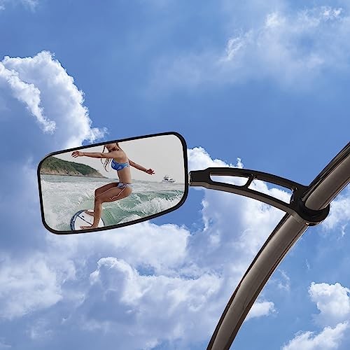 Wakeboard Tower Mirror 7×13″ Convex Boat Rear View Mirror, All-Stable Black