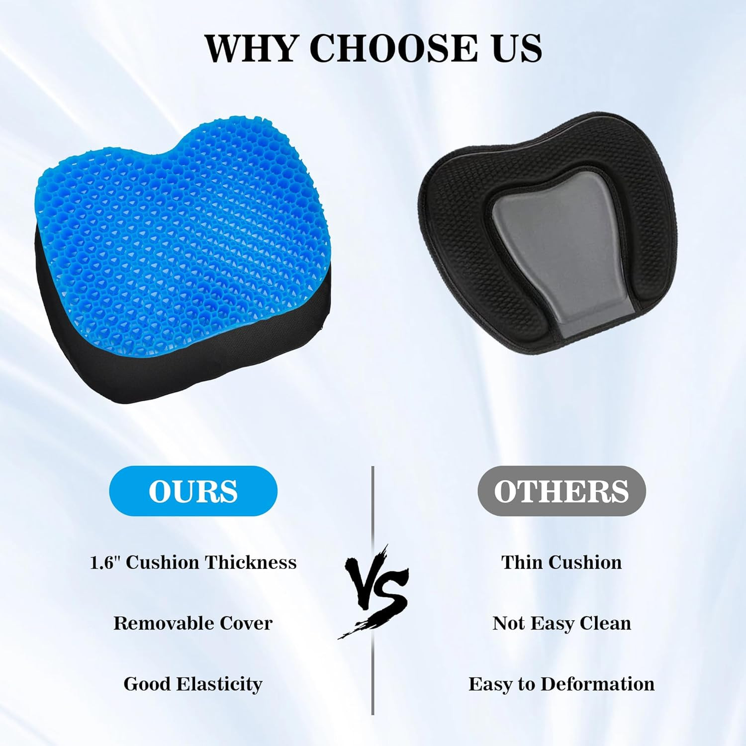 Kayak Seat Cushion, anti Slip Gel Seat Cushion for Long Sitting on Boat, Canoe,