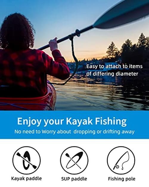 Kayak Paddle Leash Accessories for Kayaking Fishing Paddle 4-7ft (2 pcs) Black