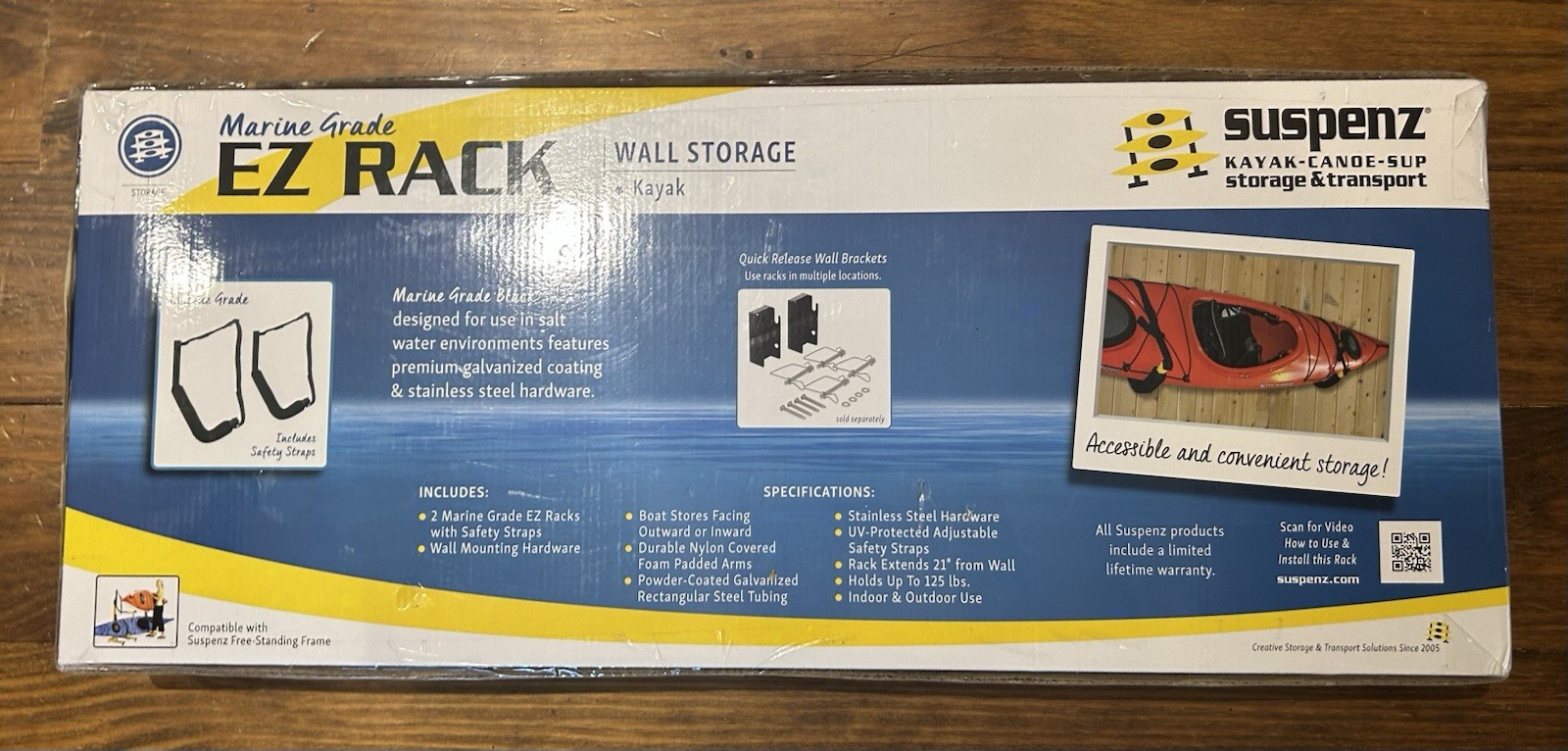 SUSPENZ DELUXE KAYAK/CANOE STORAGE RACK 2-PIECE SET – NEW