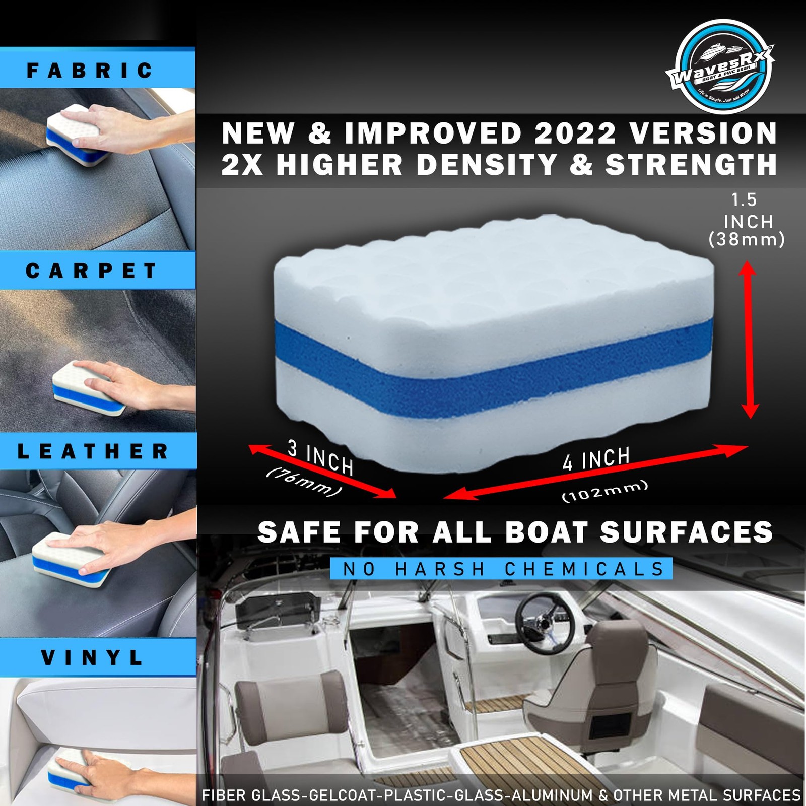 WAVESRX Marine Scuff and Dirt Eraser Sponges for Boats, Jet Ski & PWC
