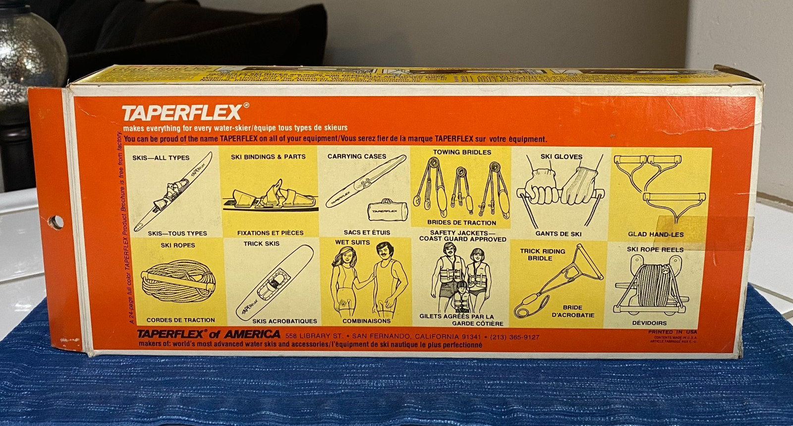 Vintage Water skiing Taperflex 100′ SKI TOW Handle Rope Boating 87B