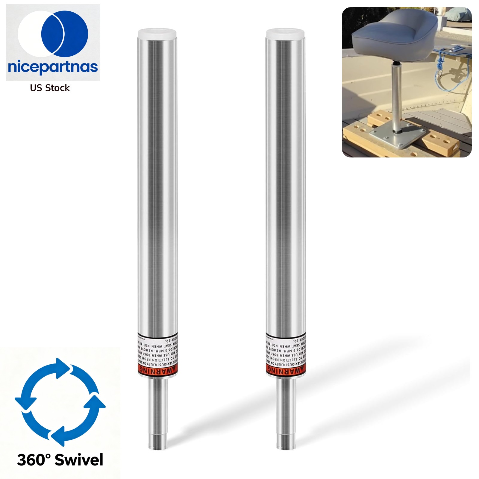 For 3/4″ Boat Seat Pin Post 13″ 2-Pack Aluminum Lock-in Pedestal Marine Base