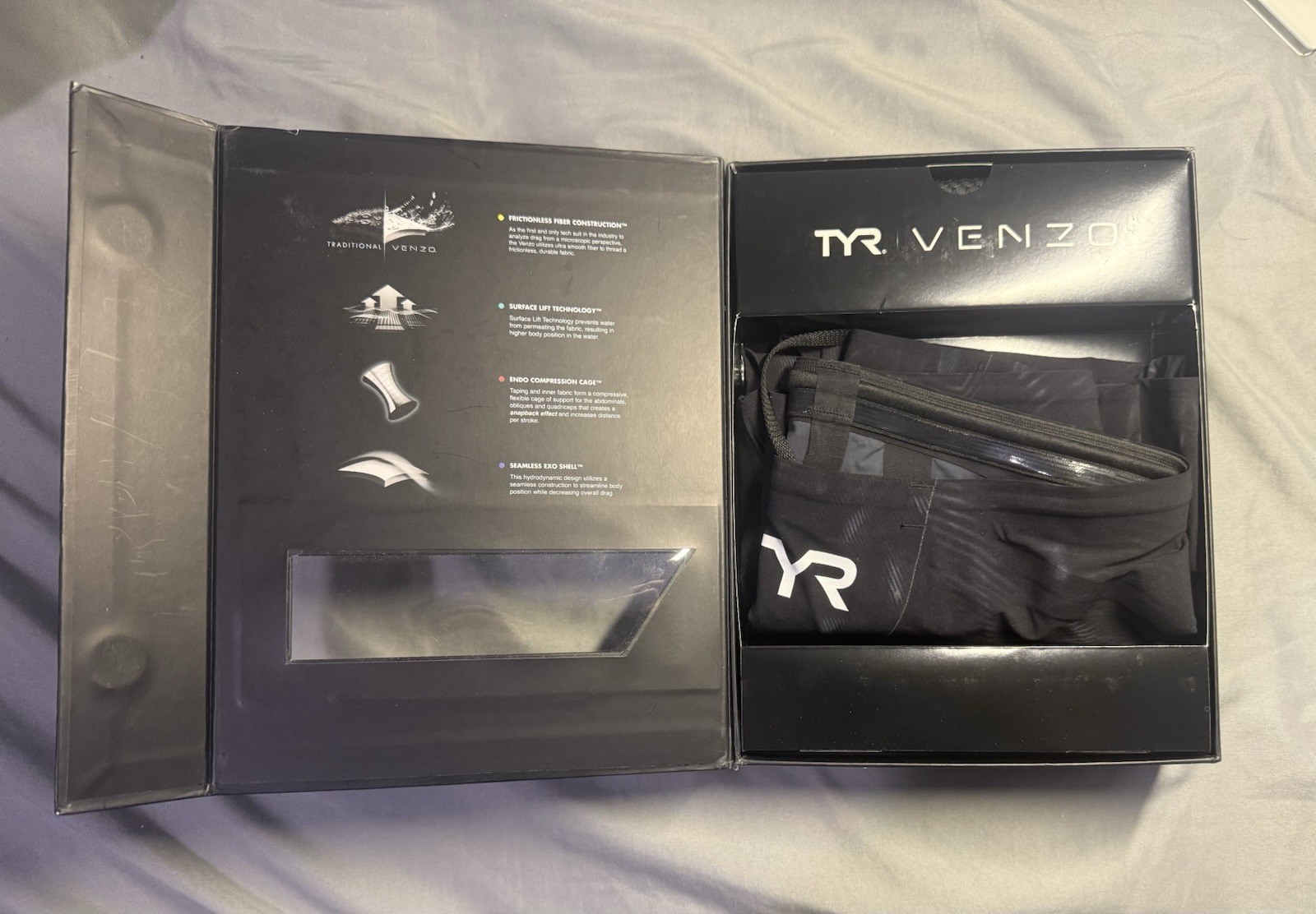 TYR Venzo Men’s Competitive Swim Jammer Tech Suit Size 26 Black Nylon