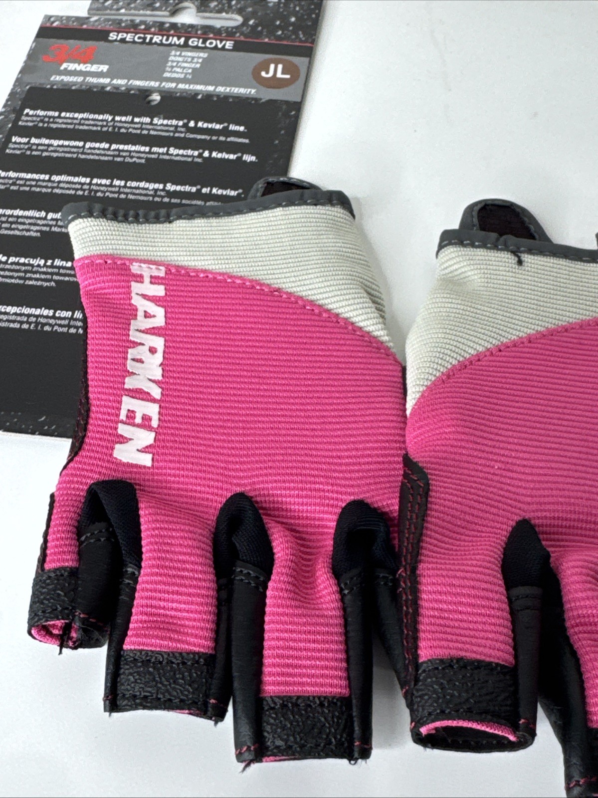 New Harken Spectrum Sailing Gloves Pink 3/4 Finger Junior Large JL
