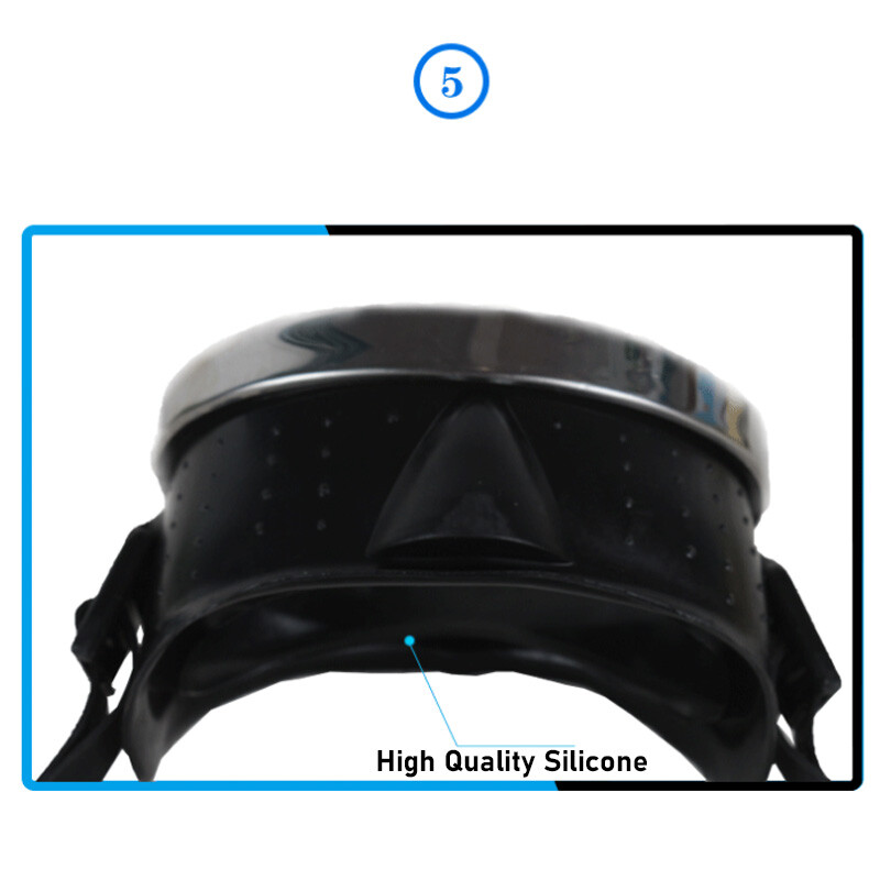 Freediving Mask Stainless Steel Oval Shape Rubber Mask Diving Goggles