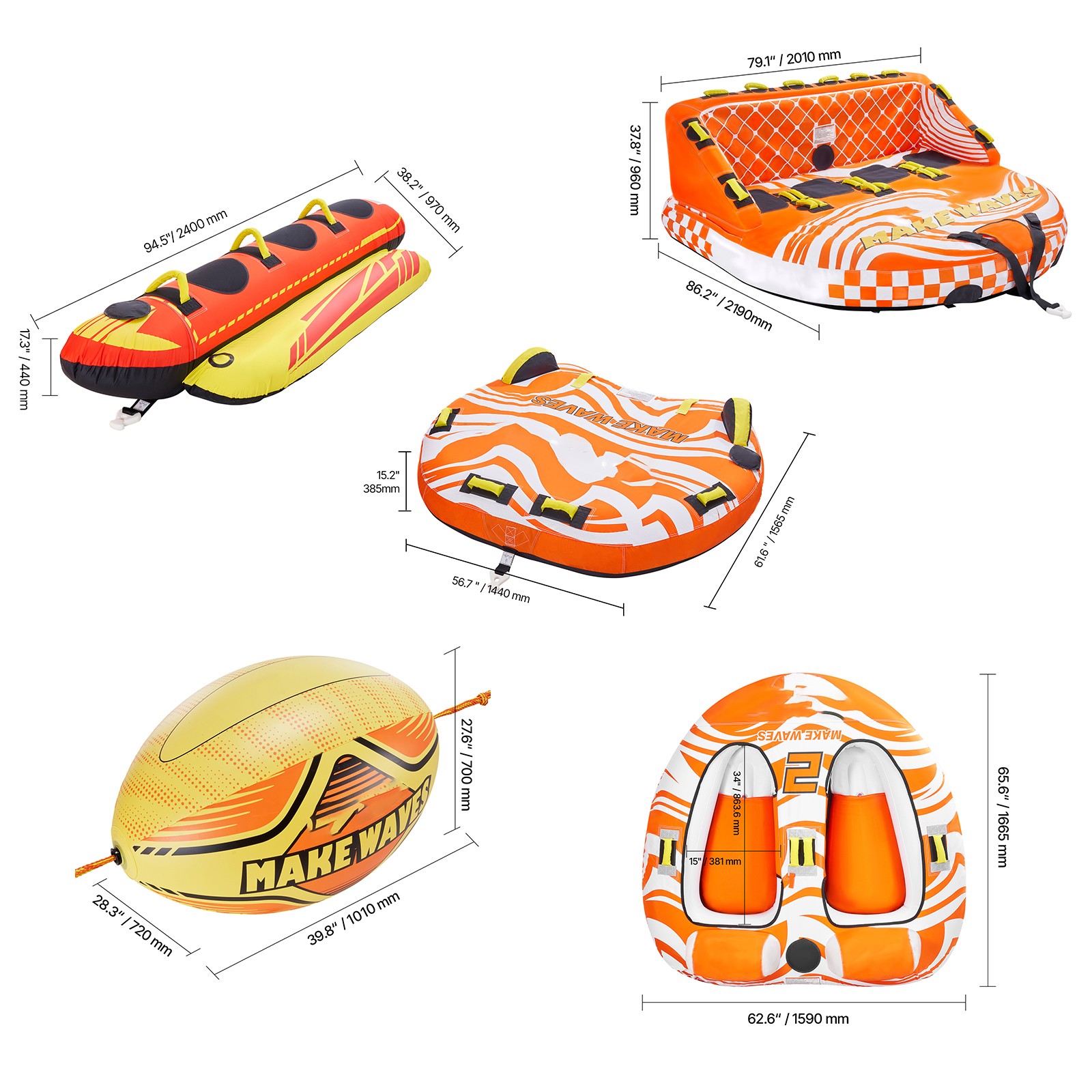 Towable Tube for Boating 1-2/3/4 Riders Boating Tubes Towable Water Sport