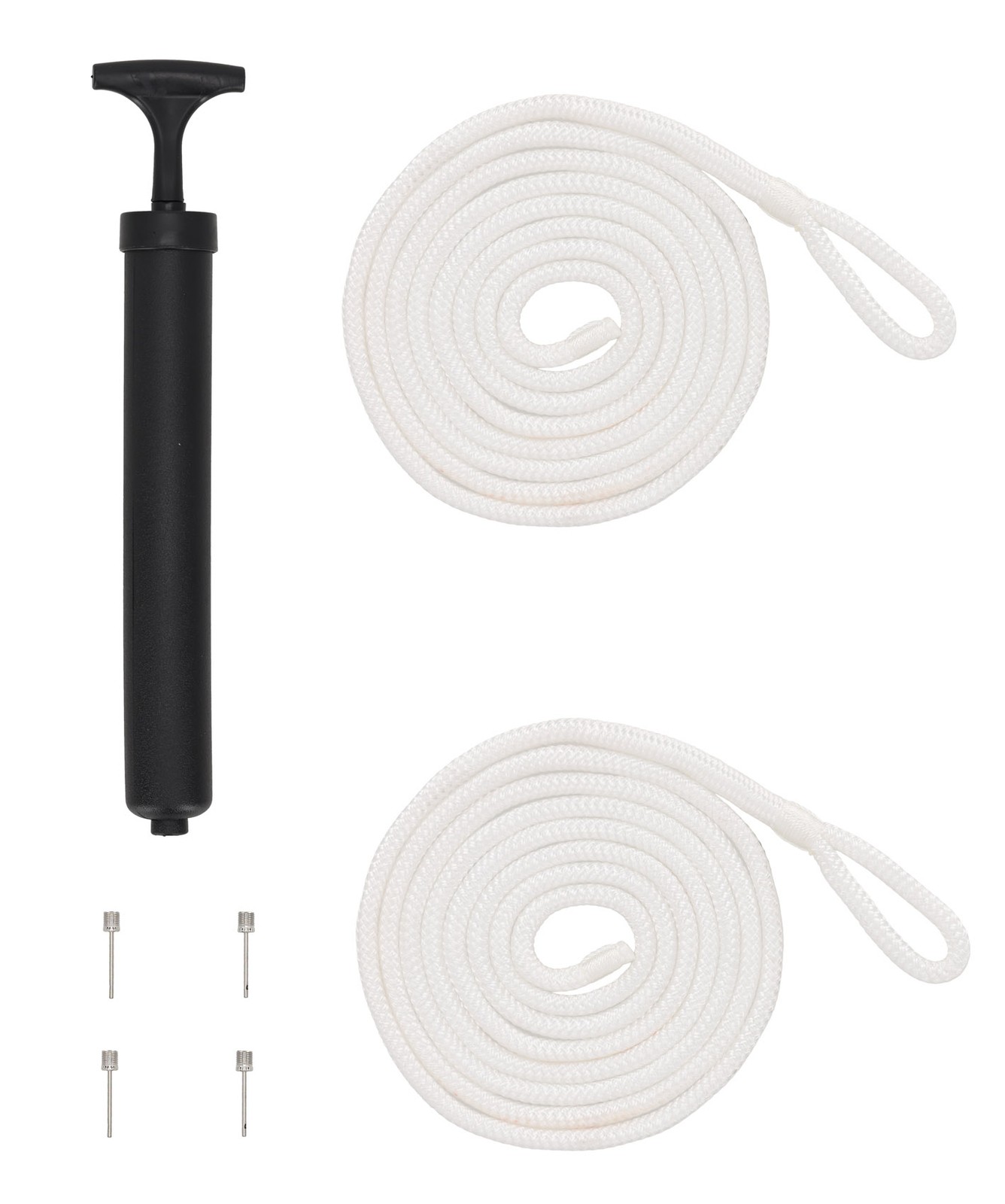 Rockville FEN245-WHITE Boat Fender Package 2 Bumpers 4.5″x16″, 2 Lines + Pump