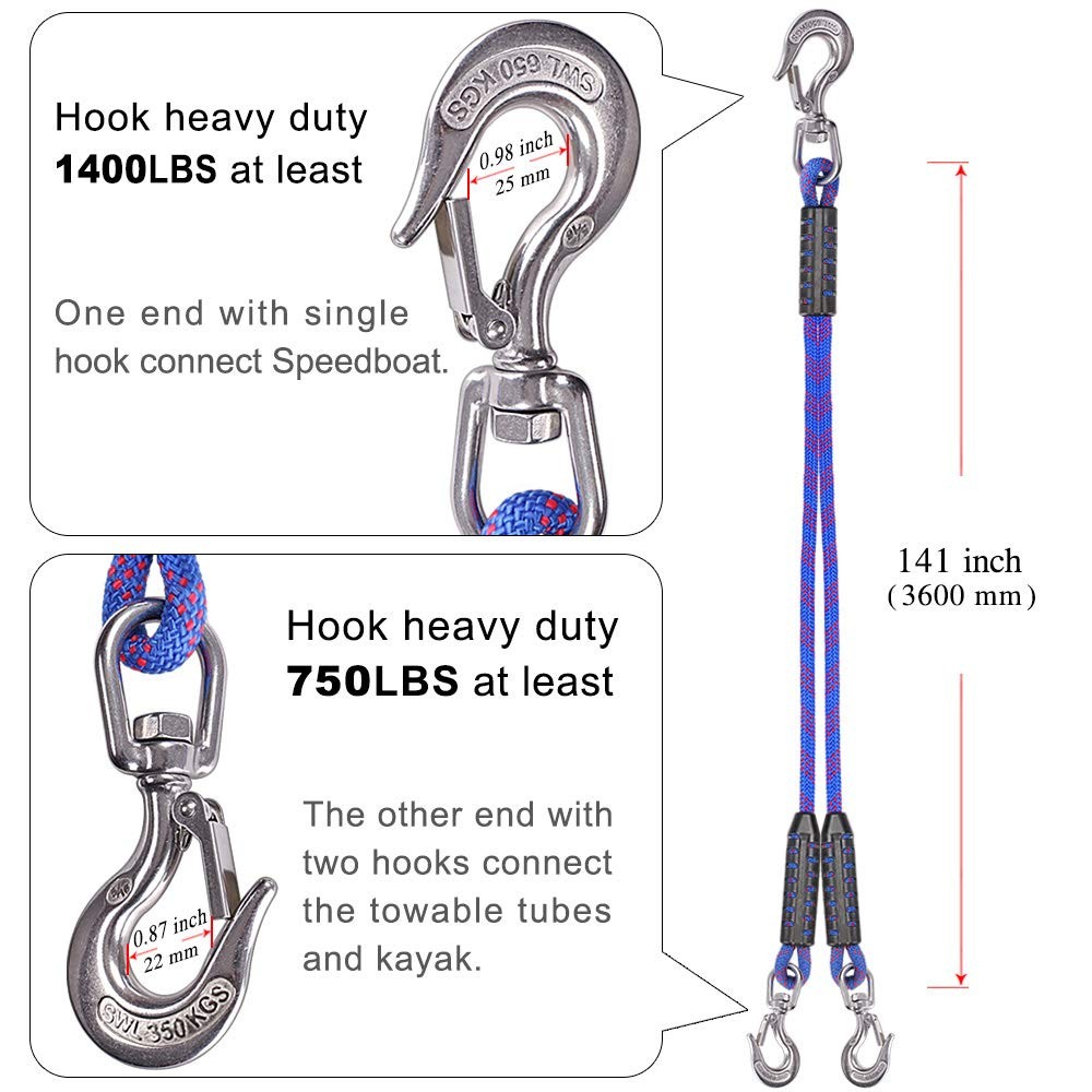 Boat Tow Harness 24 Ft 2800 Lbs Load Capacity – Perfect for Tubing, Water Skiing