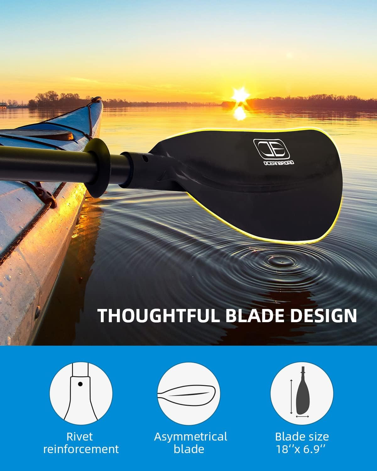 Adjustable Kayak Paddle 86in/220cm to 94in/240cm Kayaking Boating Canoeing Oar w
