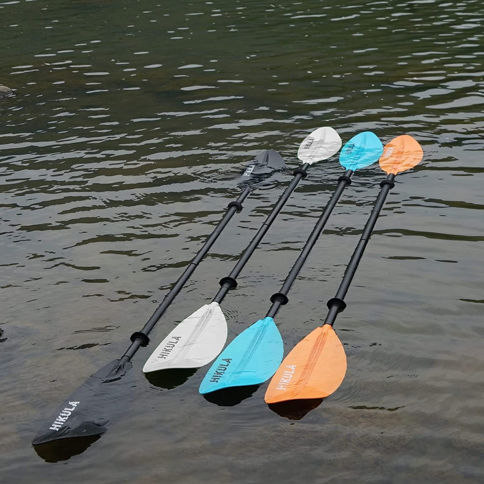Kayak Paddle 4 Pieces Aluminum Shaft and PP Blade Floating 86.6in/220cm, 90.5…