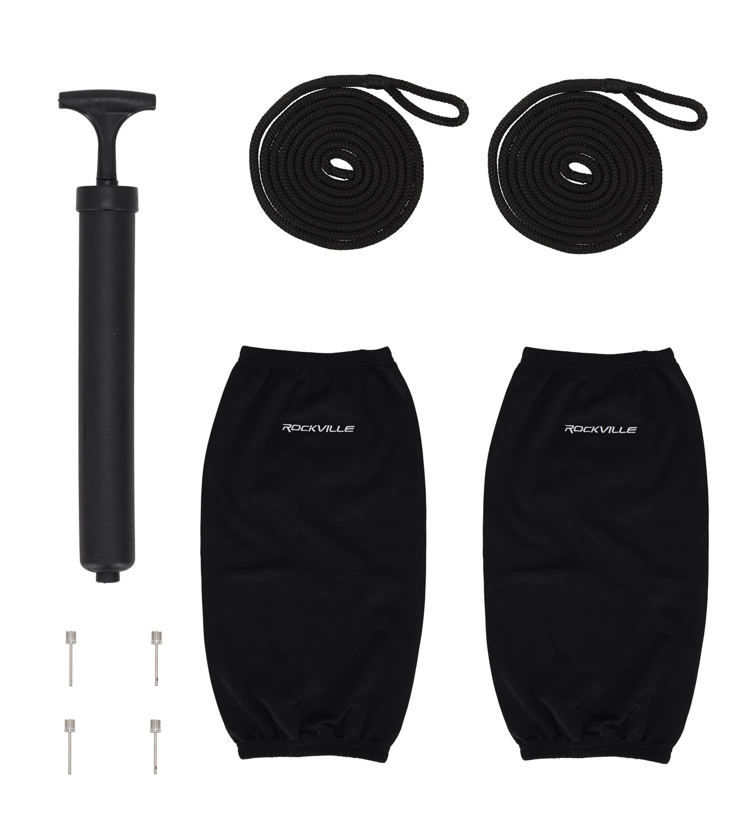 Rockville FEN285-BLACK Boat Fender Package 2 Bumpers 8.5″x27″, 2 Covers, 2 Lines