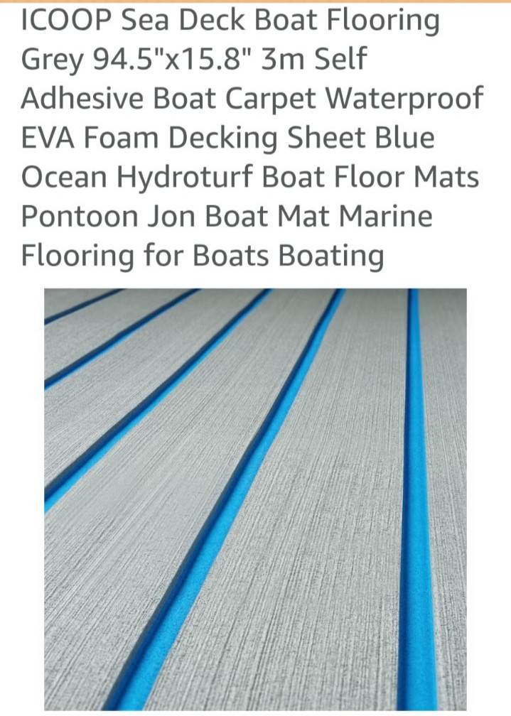 6mm EVA Foam Boat Flooring Sheet Faux Decking Mat Gray Blue Self Adhesive 94″
