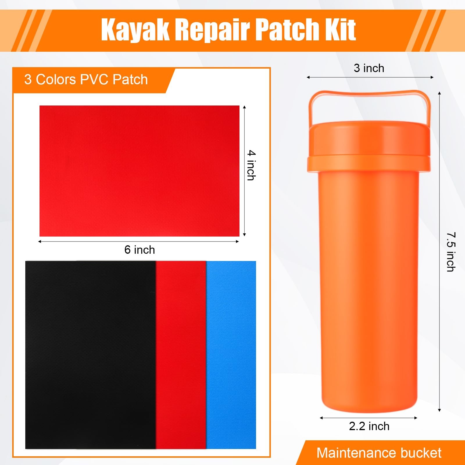 Inflatable Boat Repair Kit Include 3 x PVC Patch, 10 x Reinforcing Mesh Cord,…