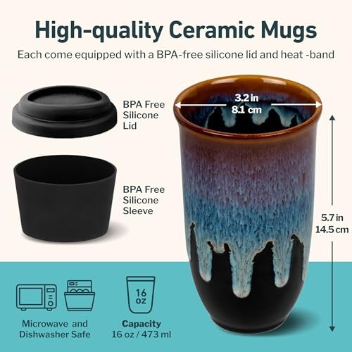 Coffee Tumbler – Travel Mug – On the Go Coffee Mug – 16 Ounces Monsoon