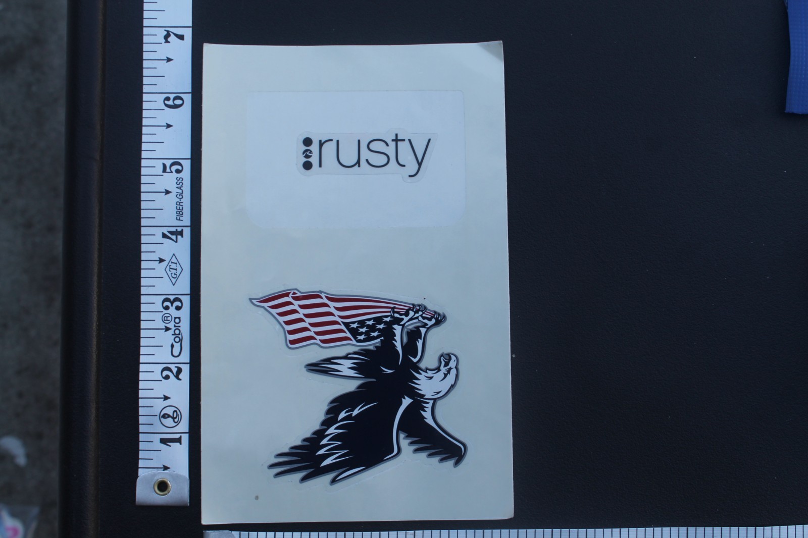 Rusty Surf Surfboards Eagle USA Flag OG V8B Vintage Surfing STICKER Sheet of 2