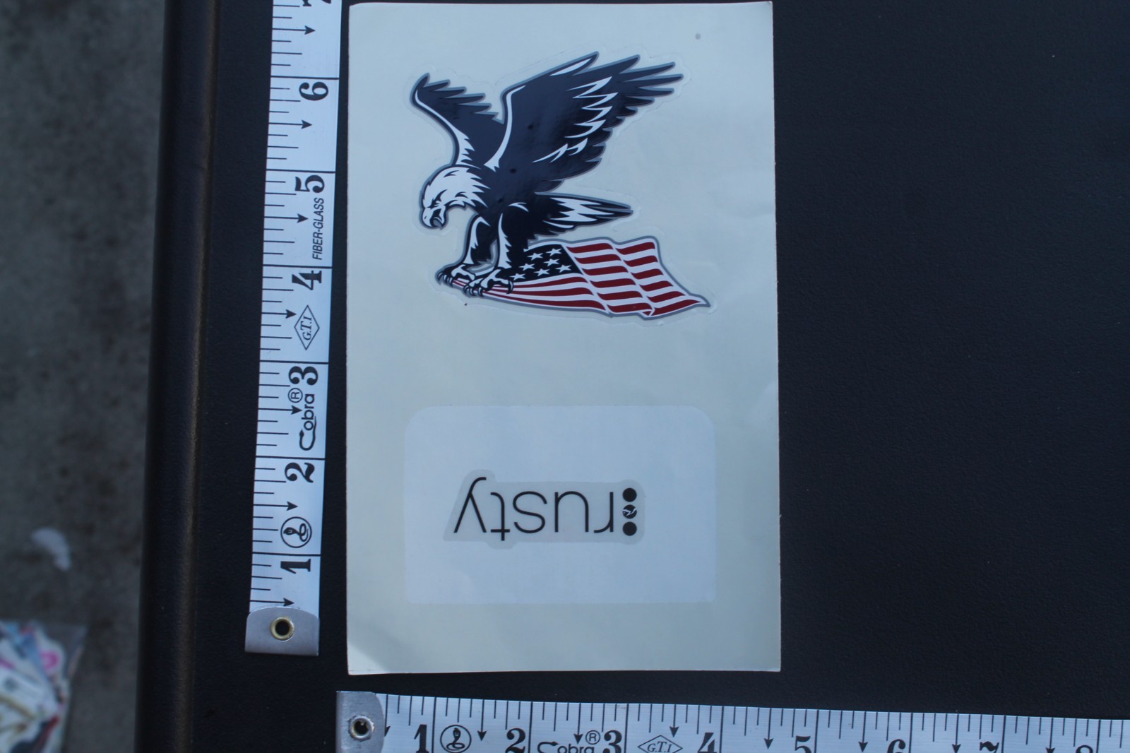 Rusty Surf Surfboards Eagle USA Flag OG V8B Vintage Surfing STICKER Sheet of 2