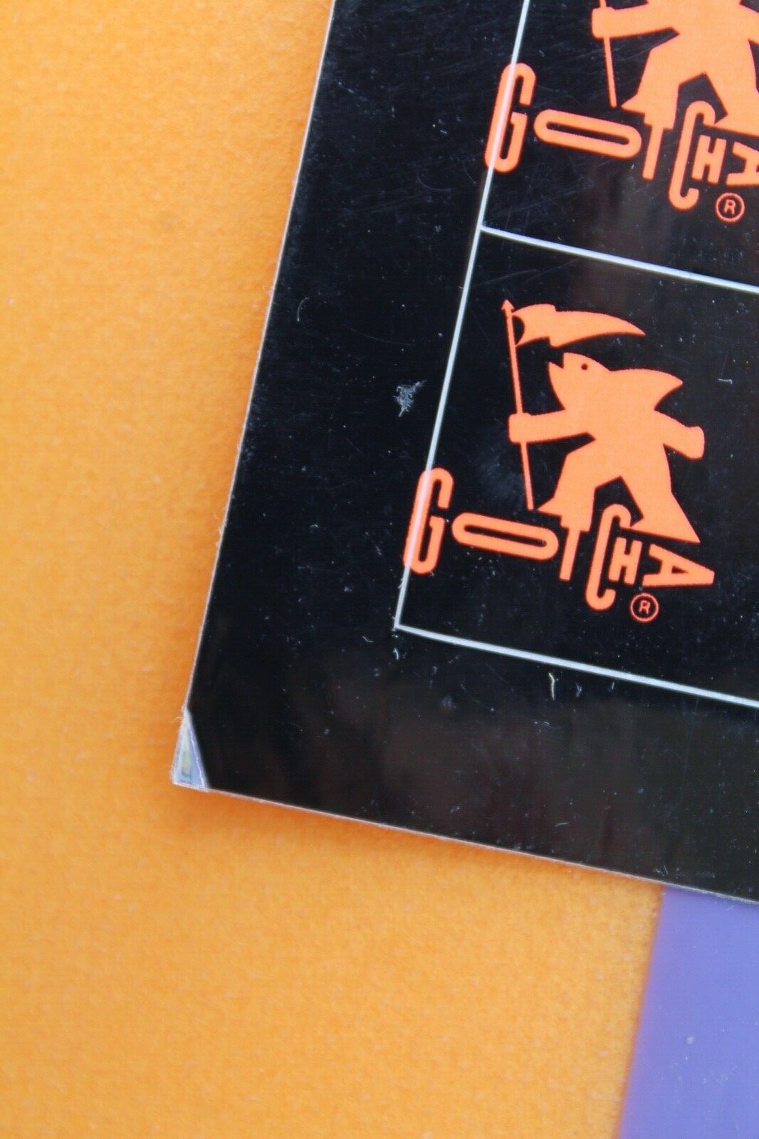 GOTCHA 80’s Neon Orange Black Shark Flag x 6 Original Vintage Surfing STICKER