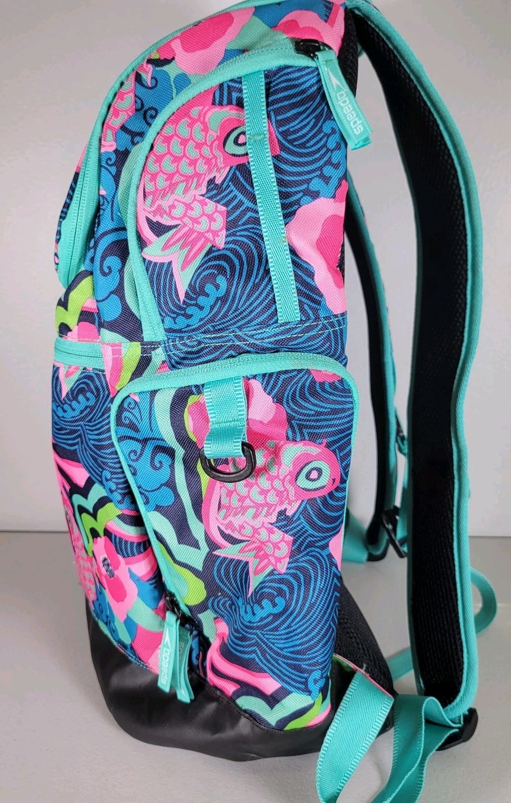 Speedo Teamster 2.0 35L Backpack Swim Gear Bag Floral Pink Blue Fish Pattern