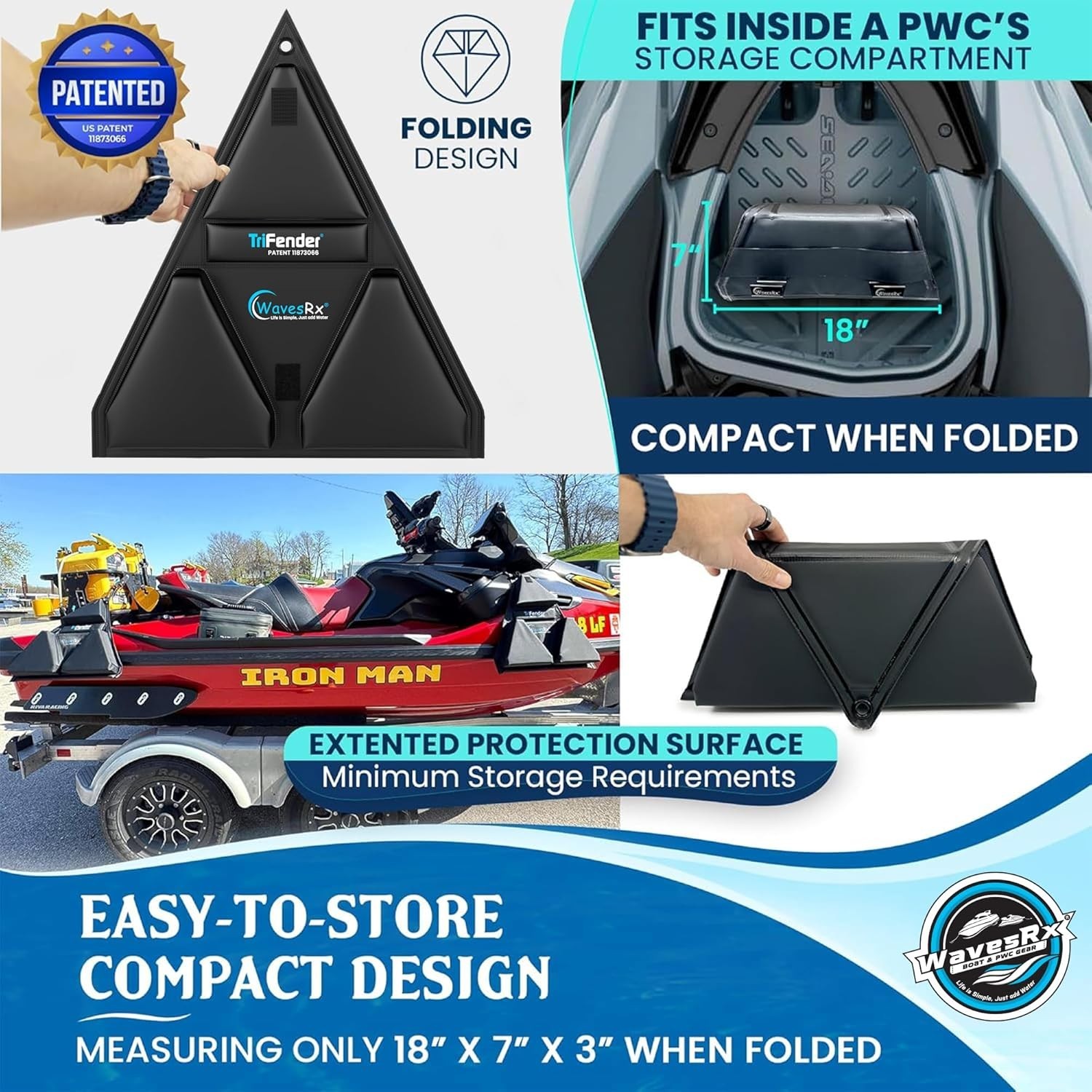 WAVESRX PWC Fender Bumper & Soft Loop Cleats for Safe and Convenient Jet Ski Doc
