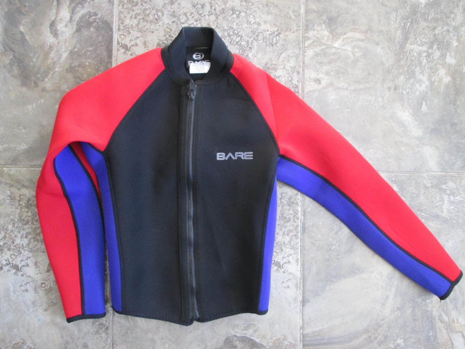 Wet Suit Youth Size 12 BARE JR Combo 2-Piece Black Red Blue Nylon Neoprene Surf