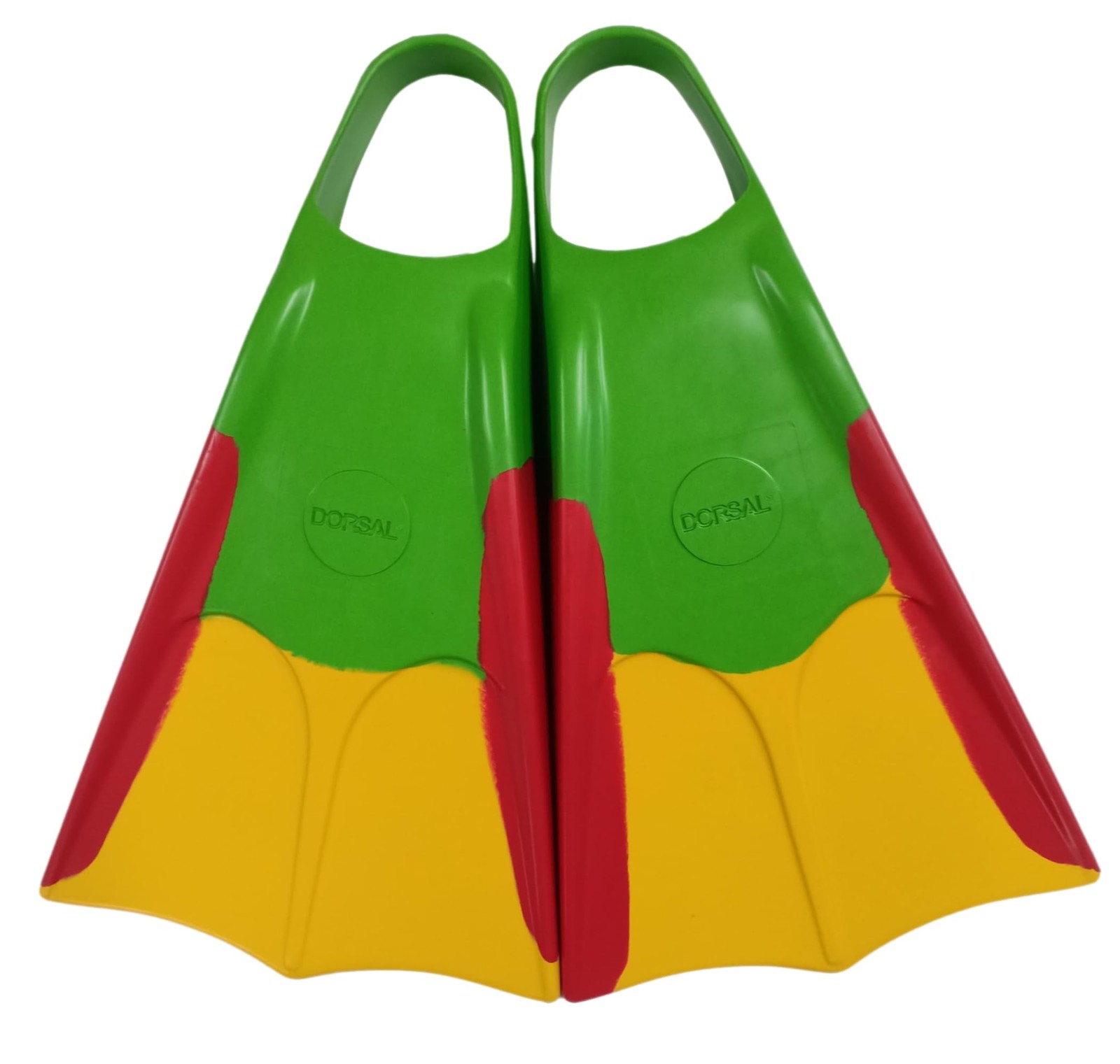 Dorsal Bodyboard Bodysurfing Floating Swimfins Hawaii Flippers Green/Red/Yellow