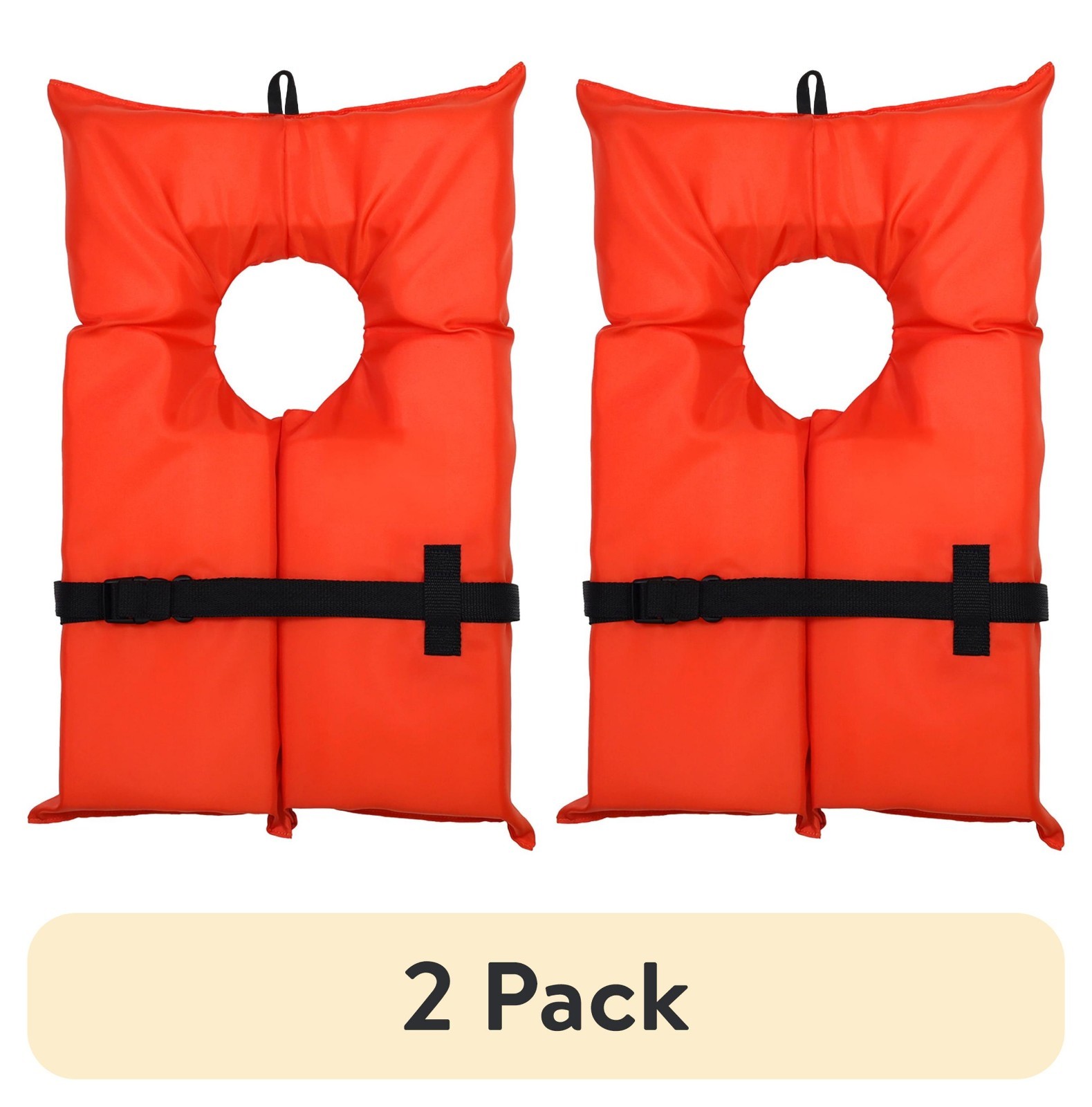 Adult Life Jacket, Orange – X2O U.S. Coast Guard Approved Type II, 2/4 Pack