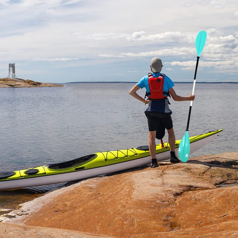 Karltion Kayak Paddle – Adjustable 2 Pieces Aluminum Alloy Shaft with Glass Fibe