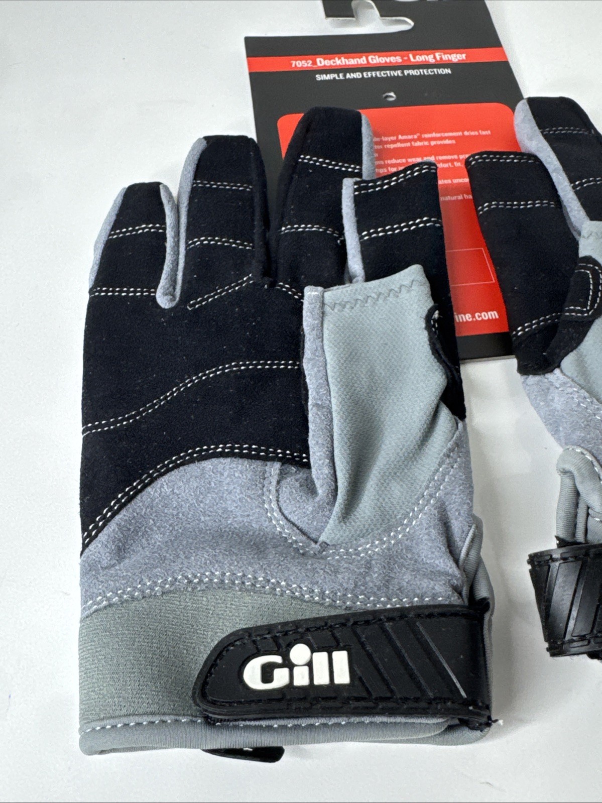 New Gill Size Medium Deckhand Sailing Gloves Long Finger Black Gray #7052