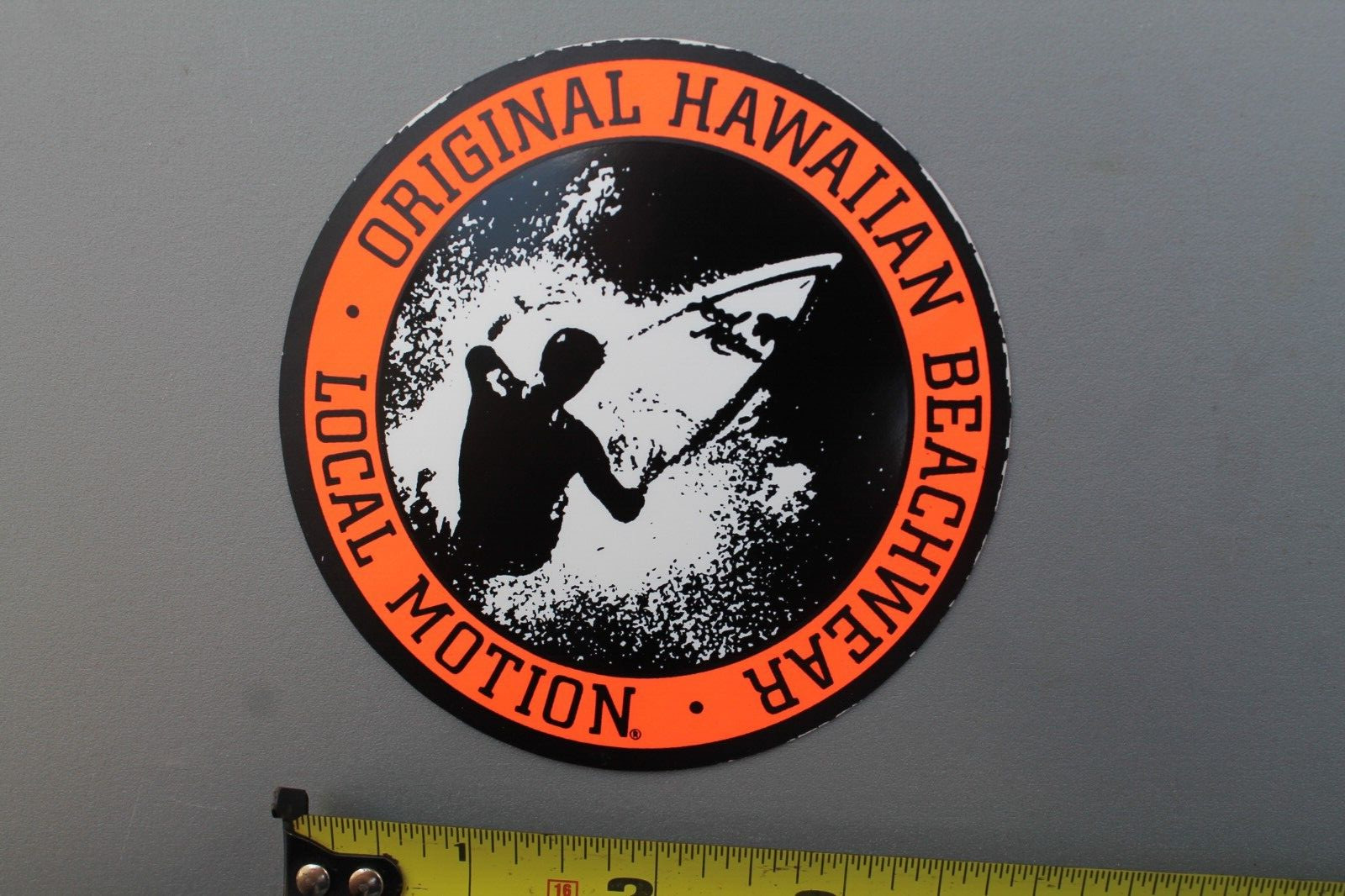 LOCAL MOTION Hawaii Neon Orange Surfboards LM2 OG 80’s Vintage Surfing STICKER