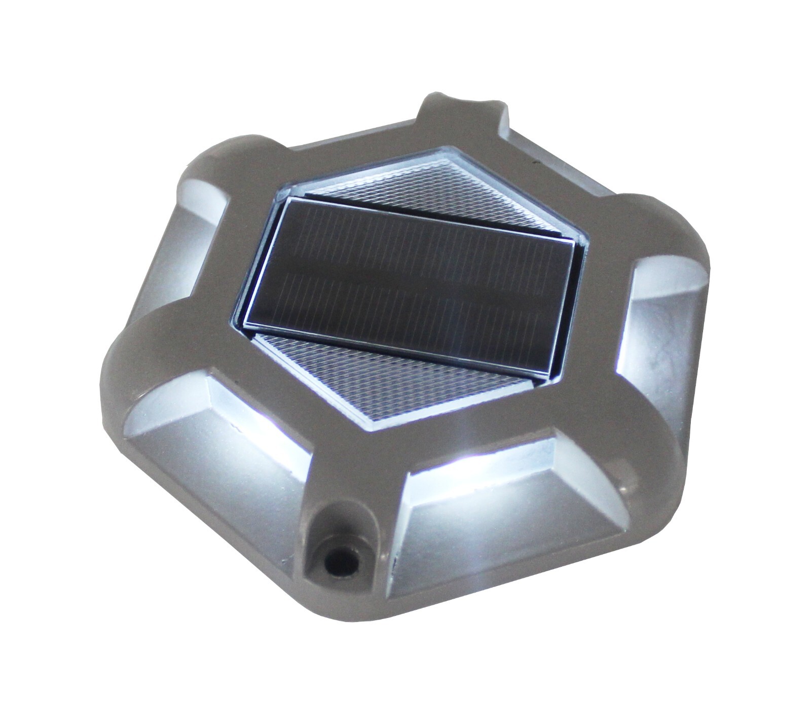 White Flat Dock Piling Cap with Outdoor Solar Powered Waterproof LED White Light