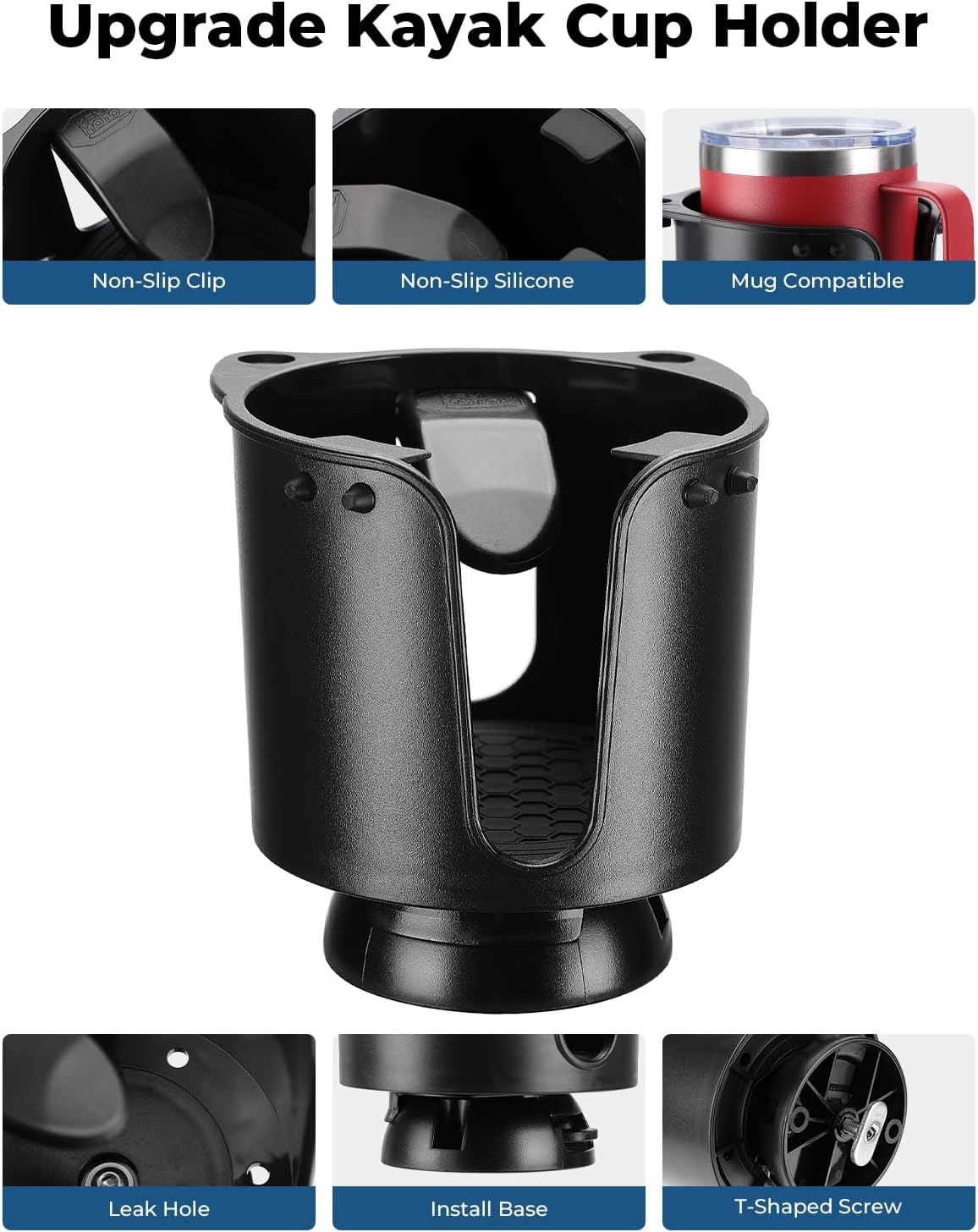 KEMIMOTO Kayak Cup Holder With Track Mount Install, Drink Holder With Anti-Sl…