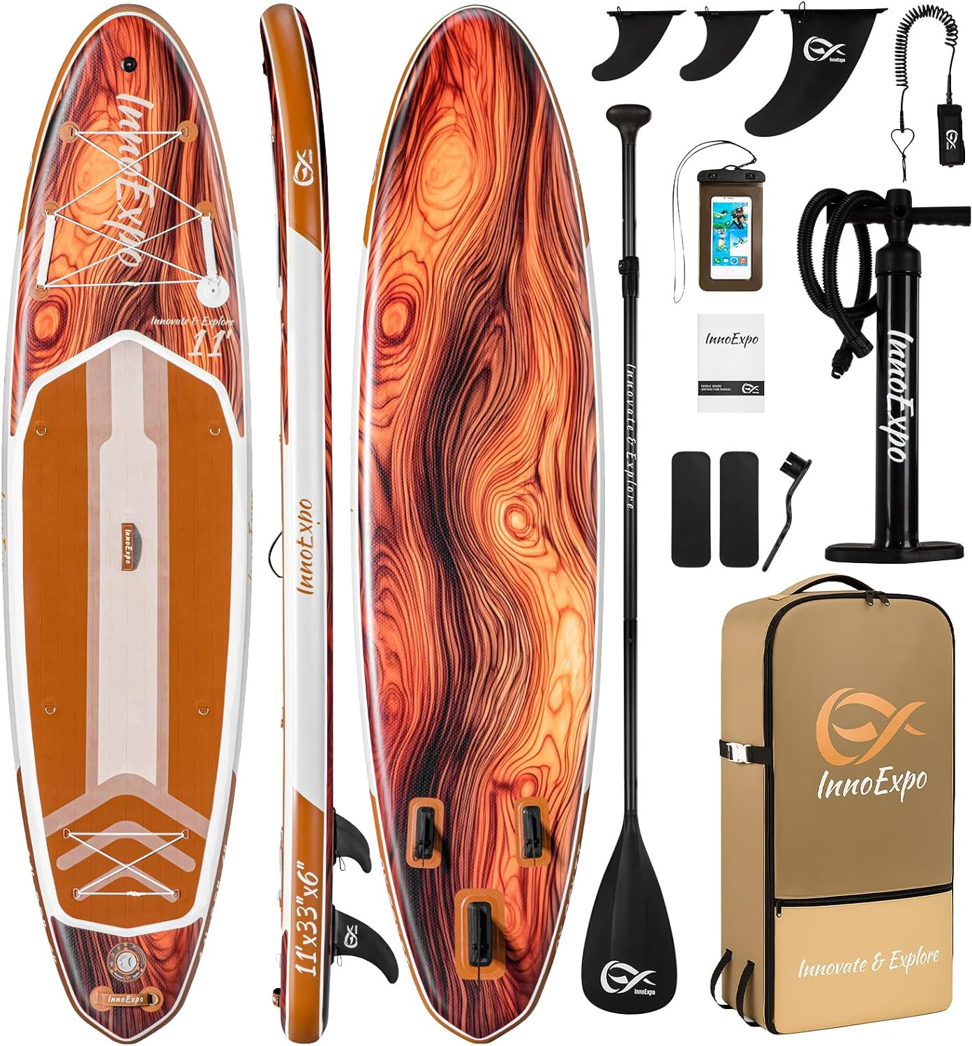 11′ Inflatable Stand Up Paddle Boards with Premium Accessories, Wide Stable