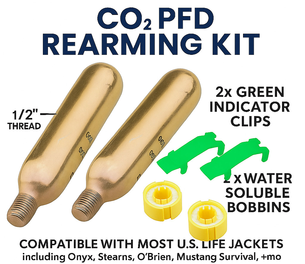 2 Pack – 24 GRAM A/M 24G Co2 Rearming Kits for PFD Inflatable Life Jacket Vest