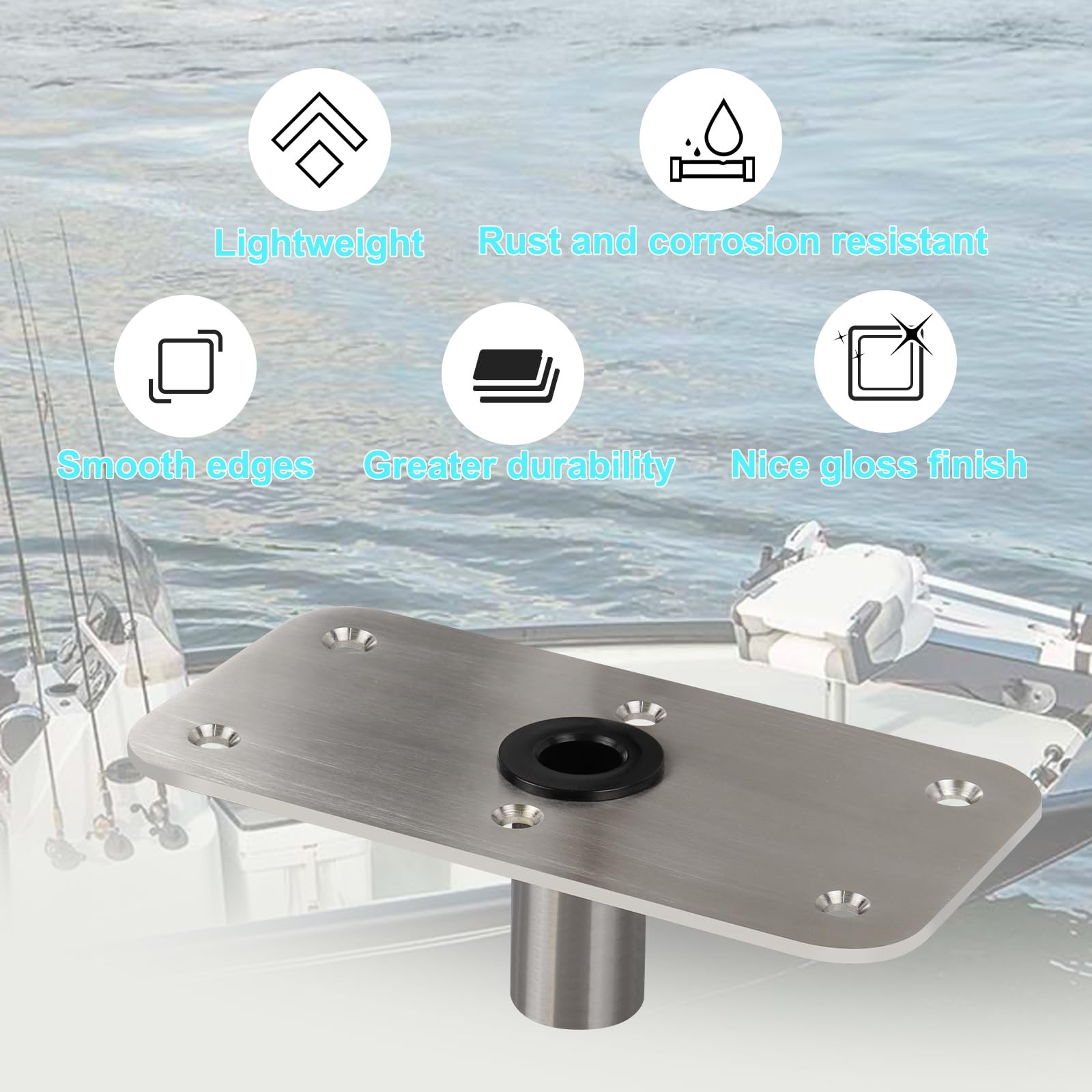 CLLOMAGY Boat Seat Base Mount 1pack 4×8 Stainless Steel, Metallic