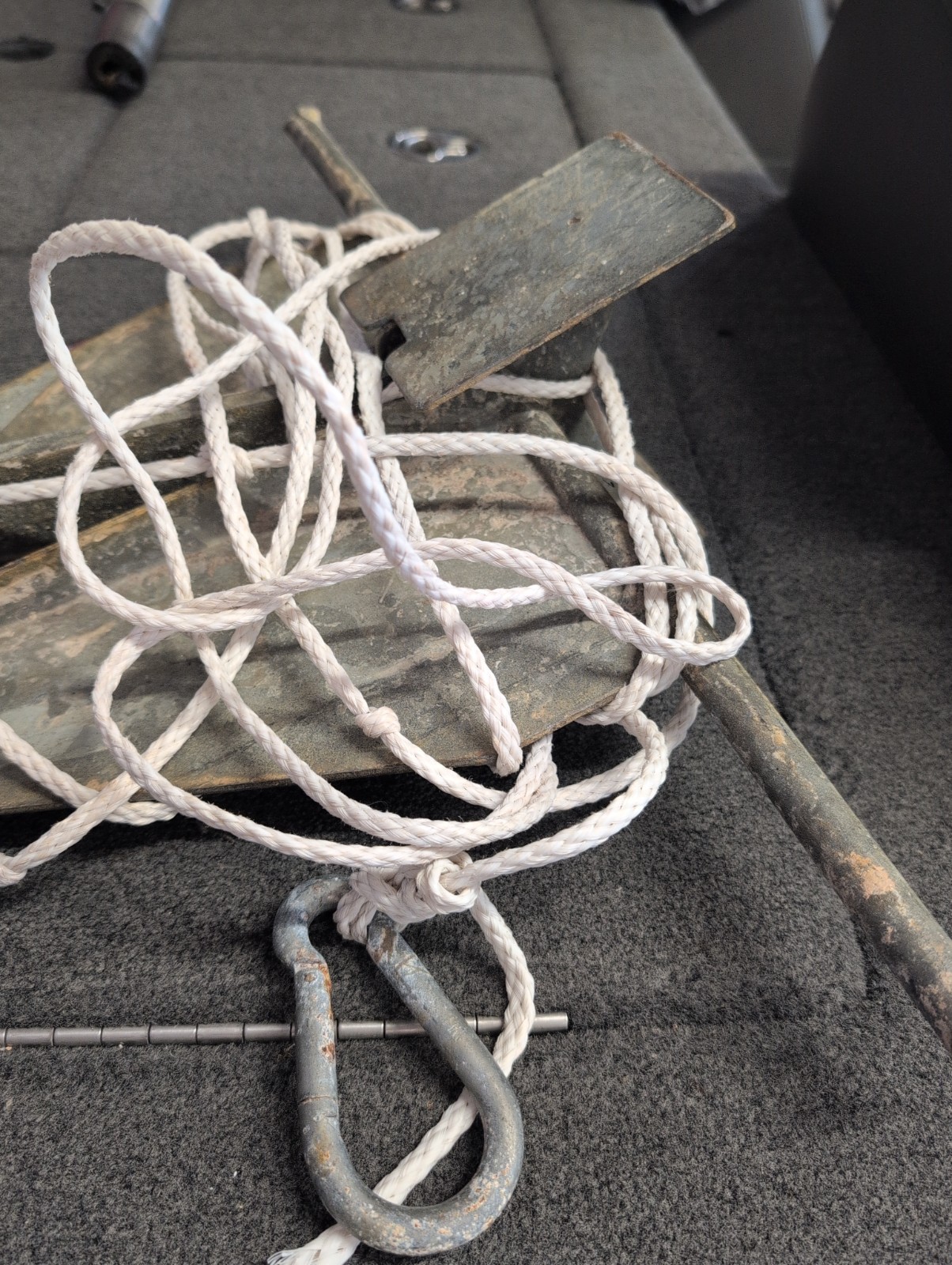 BOAT USAnchor ANCHOR #13 W/ Rope And Clasp. Boating Galvanized Steel