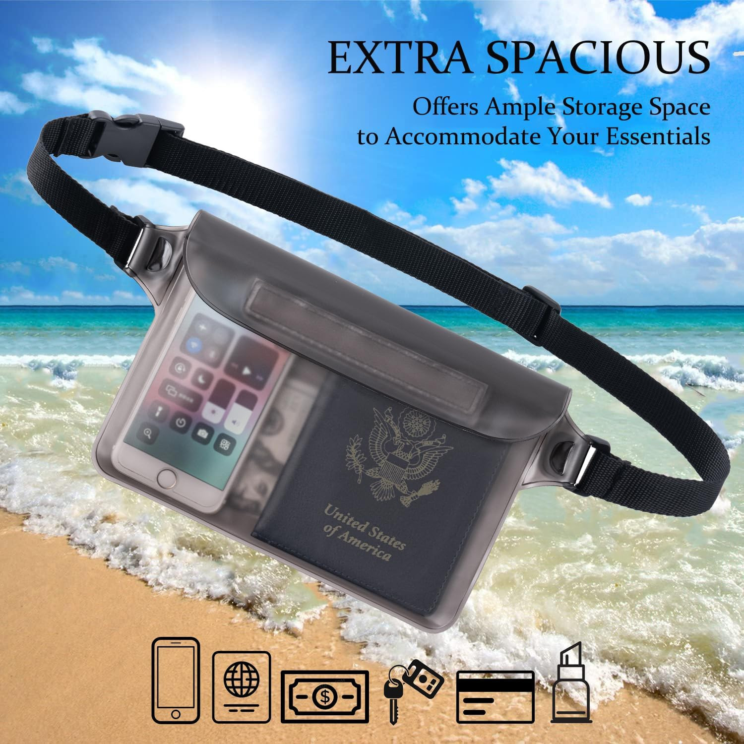 2-Pack Waterproof Pouch with Adjustable Waist Strap | Screen Touch Sensitive …