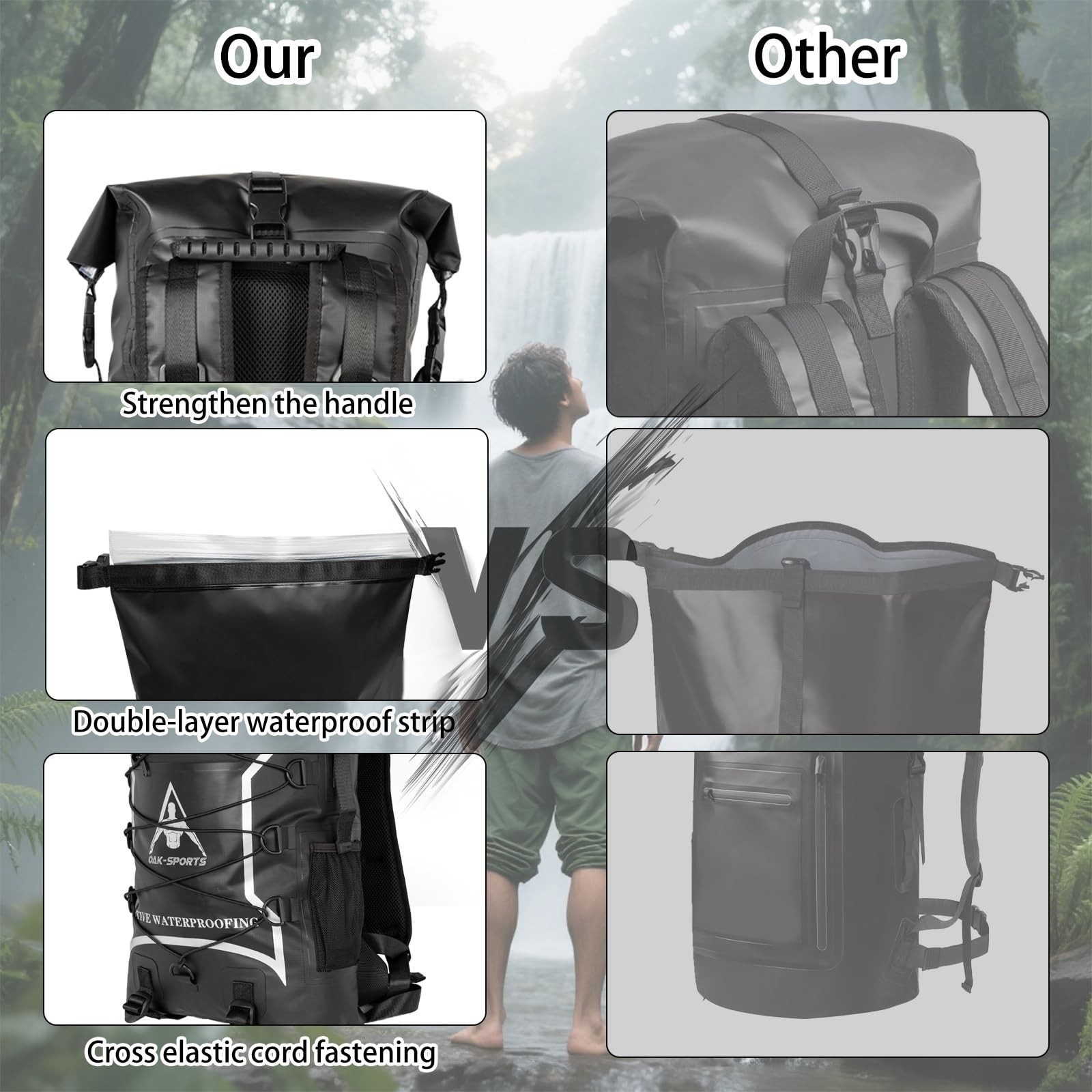 Oak-Sports Dry Bag Waterproof Backpack 5L/10L/20L Roll Top Lightweight Beach