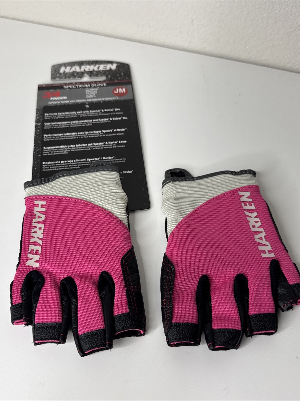 New Harken Spectrum Sailing Gloves Pink 3/4 Finger Junior Medium JM