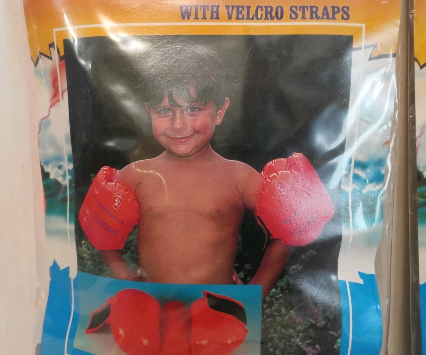 Vintage STRAND Inflatable Swim Arm Bands 9×8″ For Ages 5+ Orange & Yellow – NOS