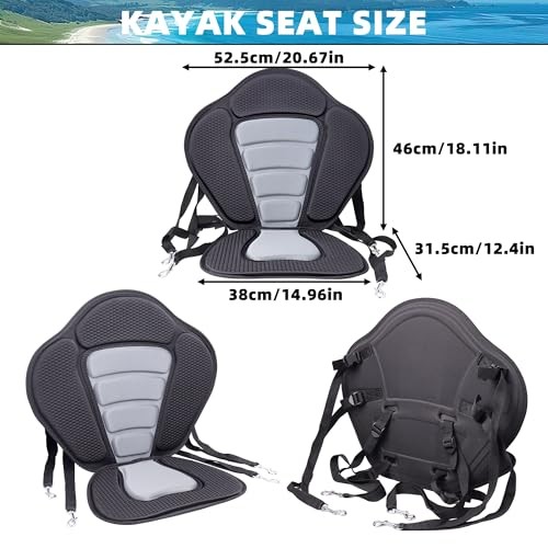 Kayak Seat with Back Support, Paddle Board Seat for 1 Pack-Black/Gray