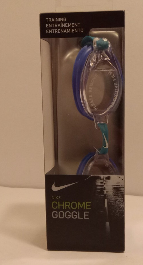 2017 Nike Chrome Swim Training Goggles Green Blue One Size NEW Unused Packaging