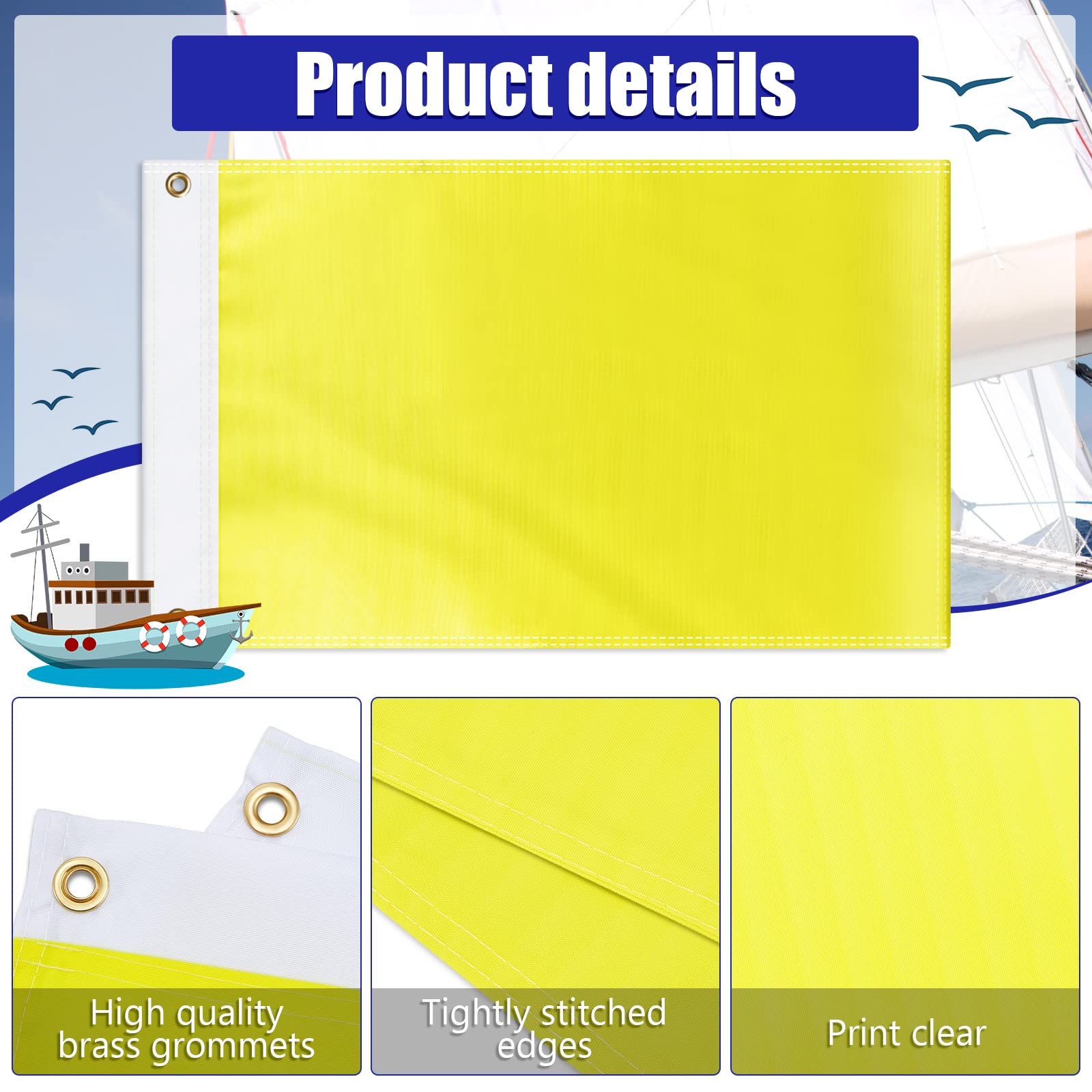 Boyiee 2 Pcs Yellow Quarantine Flag Blank Nautical Message