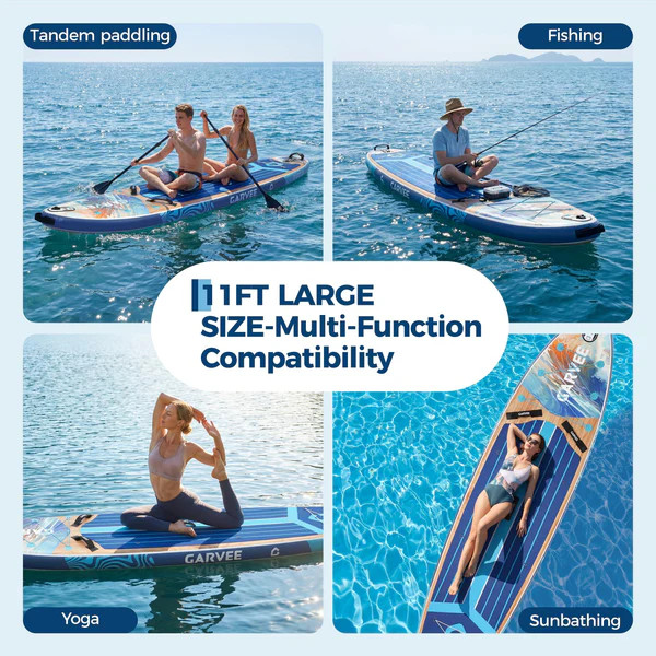 11ft Inflatable Stand Up Paddle Board w/ Paddle Pump Leash Backpack Kit