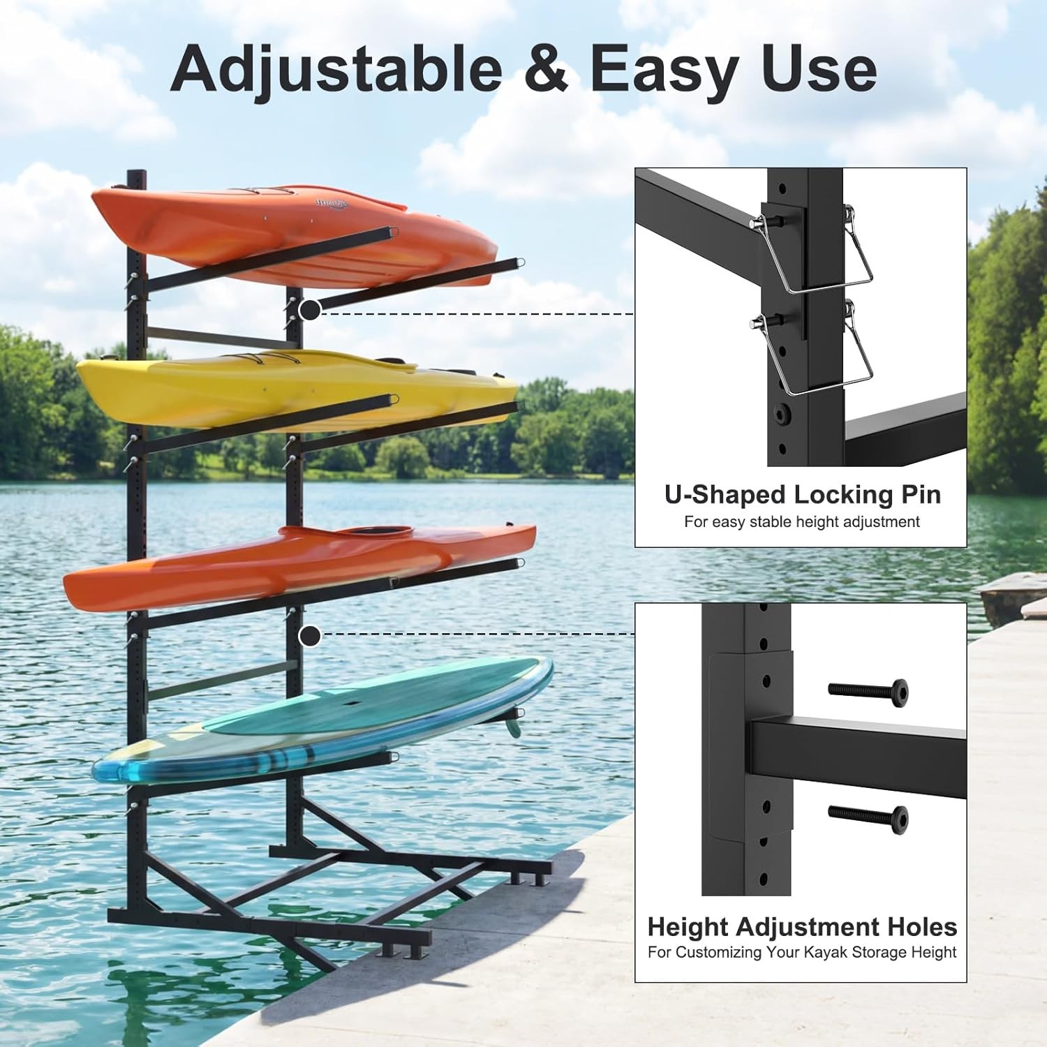 NAIZEA Kayak Storage Rack Freestanding Wall Mount 2 & 4 Tier Kayak Holder Stand